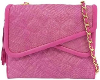 Chanel Pre-owned Cross Body Bags, female, Pink, Size: ONE SIZE Pre-owned Raffia Shoulder Bag