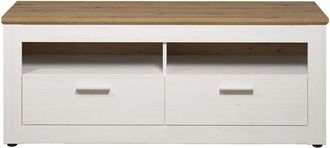 Trendteam Trendteam - Mueble de tv 2 cajones y 2 estantes decorativos de madera clara y blanco L148 cm - Shade