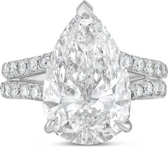 Diana M. Jewels 14kt white gold 3ct lab grown pear diamond Micropav&eacute; Split Shank Ring