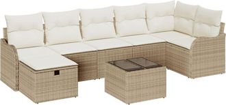 vidaXL Garden Sofa Set with Cushion 8 pcs Beige Poly rattan Vidaxl