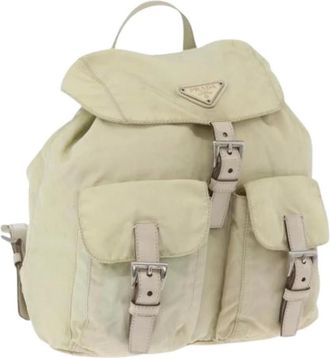 Prada Pre-owned Backpacks, female, Beige, Size: ONE SIZE Pre-owned Nylon Backpack