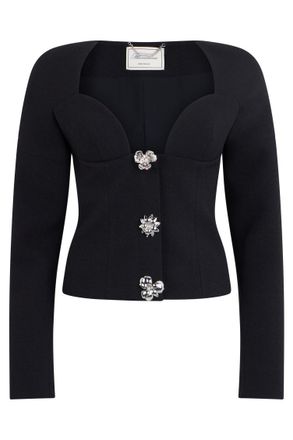 Blumarine Black Wide Neckline Knitted Cropped Top