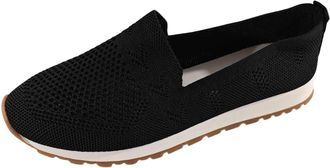 Generic 2026 Womens Slip On Travel Soft Sole Comfortable Shoes Outdoor Solid Mesh Fashion Breathable (Black, 5.5)