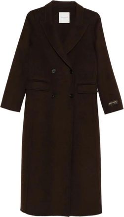 Ermanno Scervino Dubbele-breasted jas met visgraatpatroon - Dames - Mantel - Bruin - M - Wol - Jassen