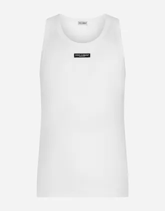 Tシャツ・カットソー DOLCE & GABBANA BLACK COTTON MARCELLO TANK TOP 17405418_37931599_600.jpg