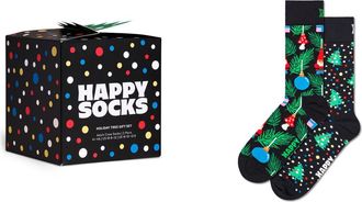 Happy Socks Assorted 2-Pack Holiday Crew Socks Gift Set in Black at Nordstrom, Size 41-46