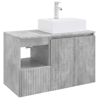 vidaXL Set Di Mobili Per Il Bagno 2 Pz Grigio Cemento Vidaxl