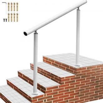 OEM Treppengel&auml;nder-set, 1-4 Stufen, Wei&szlig;er Aluminium-handlauf, 4 Fu&szlig;, Flexibler Au&szlig;endeck-handlauf, Zangen