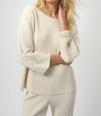 Joseph Ribkoff Pleated Scuba Crepe Boxy Top In Birch