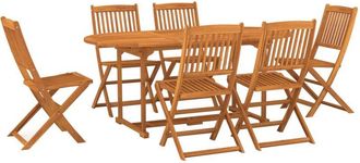 vidaXL Juego Comedor De Jard&iacute;n 7 Pzas Madera Maciza Acacia 180x90x75cm Vidaxl