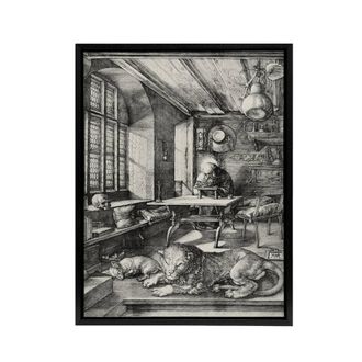 Artery8 Saint Jerome in His Study Albrecht Durer Framed Canvas Wall Art Print in Grey | Size: W24 x H32