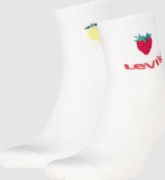 Levi's High Mid Cut Fruit Graphic Socks 2 pack - Hombre - 35 - Blanco / White Combo