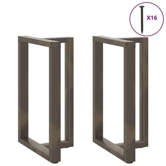 Berkfield Home Bar Table Legs T-Shaped&not;2 pcs Natural Steel 60x35x(90-91) cm Steel in Black