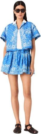 Maje Contrast collar printed shirt in Sky Blue Bandana Print at Nordstrom, Size X-Small