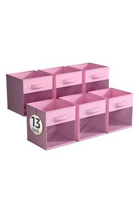 Sorbus Set of 6 Collapsible Storage Bins in Pastel Pink at Nordstrom Rack