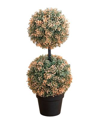 Nearly Natural 2Ft Uv Resistant Autumn Double Ball Boxwood Artificial Fall Topiary Tree