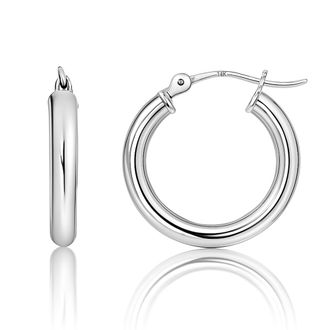 MAX + STONE Solid 10k or 14k Gold 2mm Thick Tube Hoop Earrings 12MM to 50MM