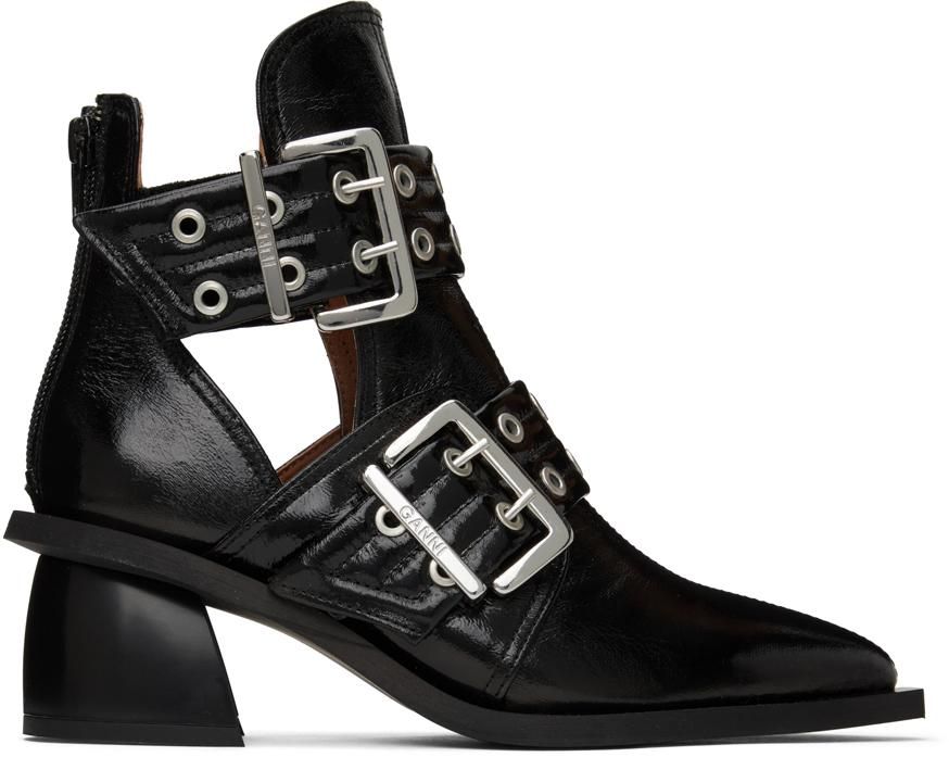 【関税込み】Chelsea Biker Ankle Boots - Ganni - Leather - Bl Ganni Chelsea Biker Ankle Boots - Leather - Black Black