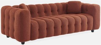 Sweeek Sof&aacute; De 3 Plazas, Tapizado En Tela Borreguito Texturizada, Leon, Terracotta, 99x229x71 Cm