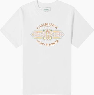 Casablanca Mens Casablanca Unity Is Power White T-Shirts - Size: 40