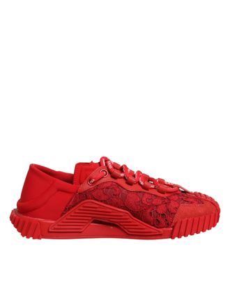 Dolce & Gabbana Red Logo Lace Low Top NS1 Sneakers Womens Shoes