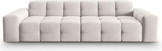 MICADONI Sofá 4 plazas de terciopelo gris claro