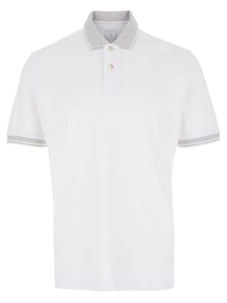 Eleventy White Piqué-weave Polo Shirt