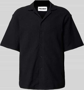 Review Relaxed Fit Freizeithemd mit Strukturmuster in Black, Größe XS