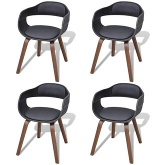 vidaXL vidaXL Sedie da Pranzo 4 pz Nere in Legno Piegato e Similpelle