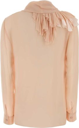 Alberta Ferretti Womens Ruffled Silk Shirt Pink