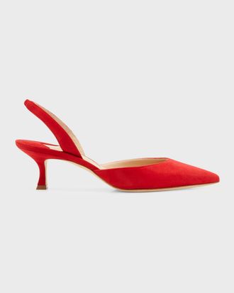 Manolo Blahnik Carolyne Kitten-Heel Halter Pumps