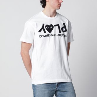 Comme Des Gar&ccedil;ons White cotton T-shirt with logo print