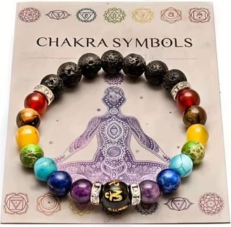 Generic Womens Bracelets Colorful Stone Handmade Bracelets Natural Stone Crystal For Men And Women Anxiety Yoga Meditation Energy Granny Bracelet (Black, 20cm