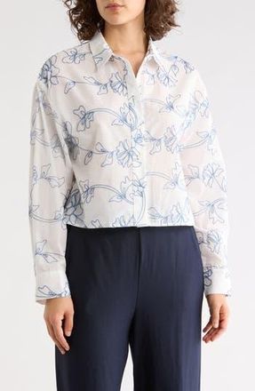 Ellen Tracy Embroidered Cotton Top in White at Nordstrom Rack, Size X-Large