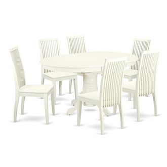 East West Furniture Dining Room Set Linen White, AVIP7-LWH-W