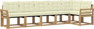vidaXL Conjunto De Sof&aacute;s De Exterior 6 Uds. Blanco Y Crema Vidaxl