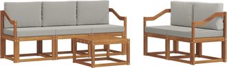 vidaXL Conjunto De Sof&aacute;s De Exterior 6 Uds. Gris Natural Y Claro Vidaxl