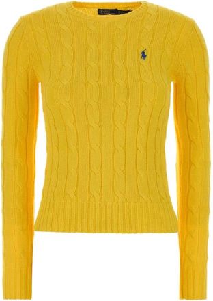 Polo Ralph Lauren Cable-Knit Cotton Crewneck Jumper - female - Polo Ralph Lauren - Round-neck Knitwear - Yellow - L - Knitwear