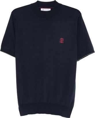 Brunello Cucinelli Embroidered-logo Knitted T-shirt
