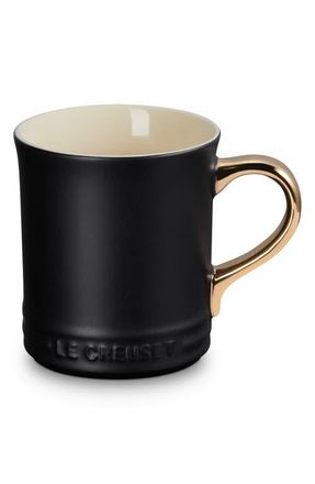 LE CREUSET Vancouver 14-Ounce Gold Handle Mug in Licorice at Nordstrom