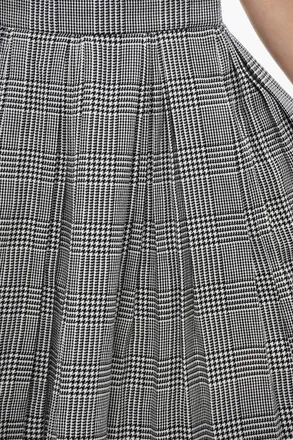 Balmain Pleated Virgin Wool-Blend Miniskirt with District Check Pattern Balmain