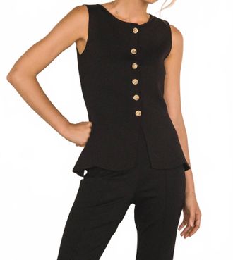 Skies Are Blue Clothing Blair Hammered Button Down Vest Top In Black