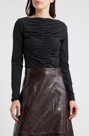 Frame Denim Ruched Long Sleeve Top in Black at Nordstrom Rack, Size X-Small