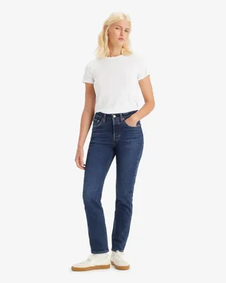 Levi's 501 Jeans Womens Blue Dark Wash Straight Leg Button Fly JAX1810