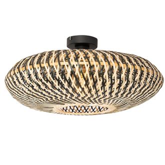 QAZQA Qazqa - Oriental Plaf&oacute;n Oriental De Bamb&uacute; Negro 50 Cm - Ostrava Bamb&uacute; /acero Redonda Adecuado Para Led Max. 1 X 25 Watt