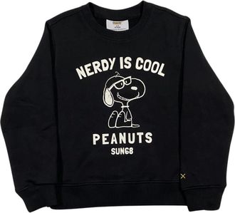 Sun 68 Kids Sweatshirts, male, Black, 4 Y, Black Jumper with Snoopy Print