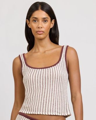 Onia Crochet Knit Square Neck Tank in Egret/cacao at Nordstrom, Size X-Small