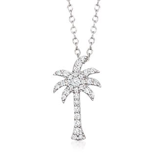 Ross-Simons Diamond Palm Tree Pendant Necklace in Sterling Silver
