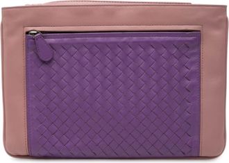 Bottega Veneta Pre-owned Bottega Veneta Bicolor Nappa Intrecciato Wristlet Clutch UR51P7QC0ZM3D6RN