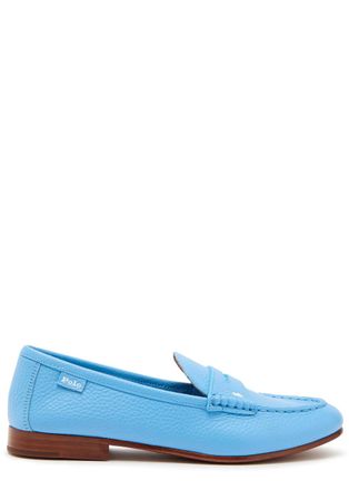 Polo Ralph Lauren Logo Pebbled Leather Loafers - Light Blue - 37 (IT37 / UK4)